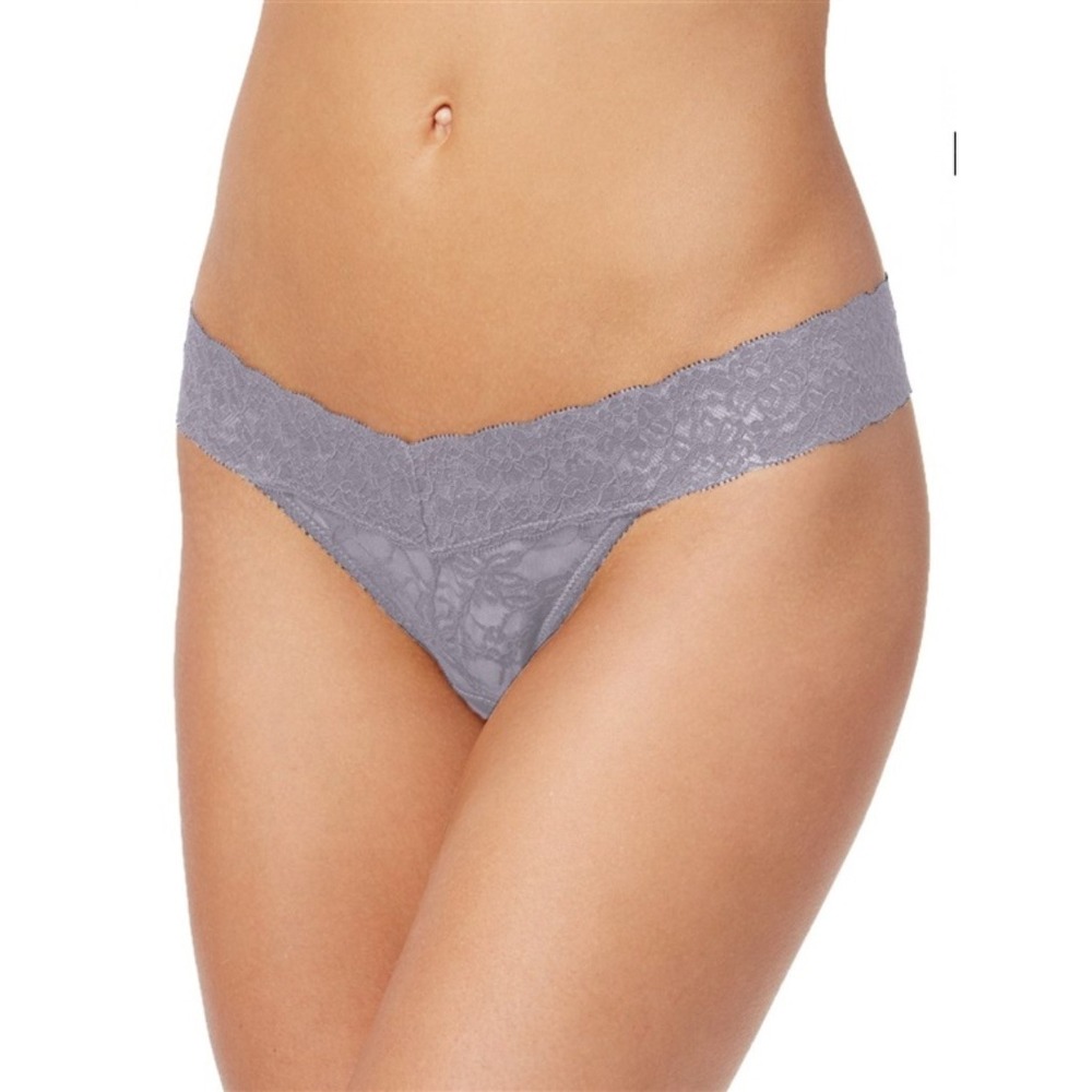 NWOT Heidi Klum Intimates Stretch Lace Thong H37-1176B Gray S #86871